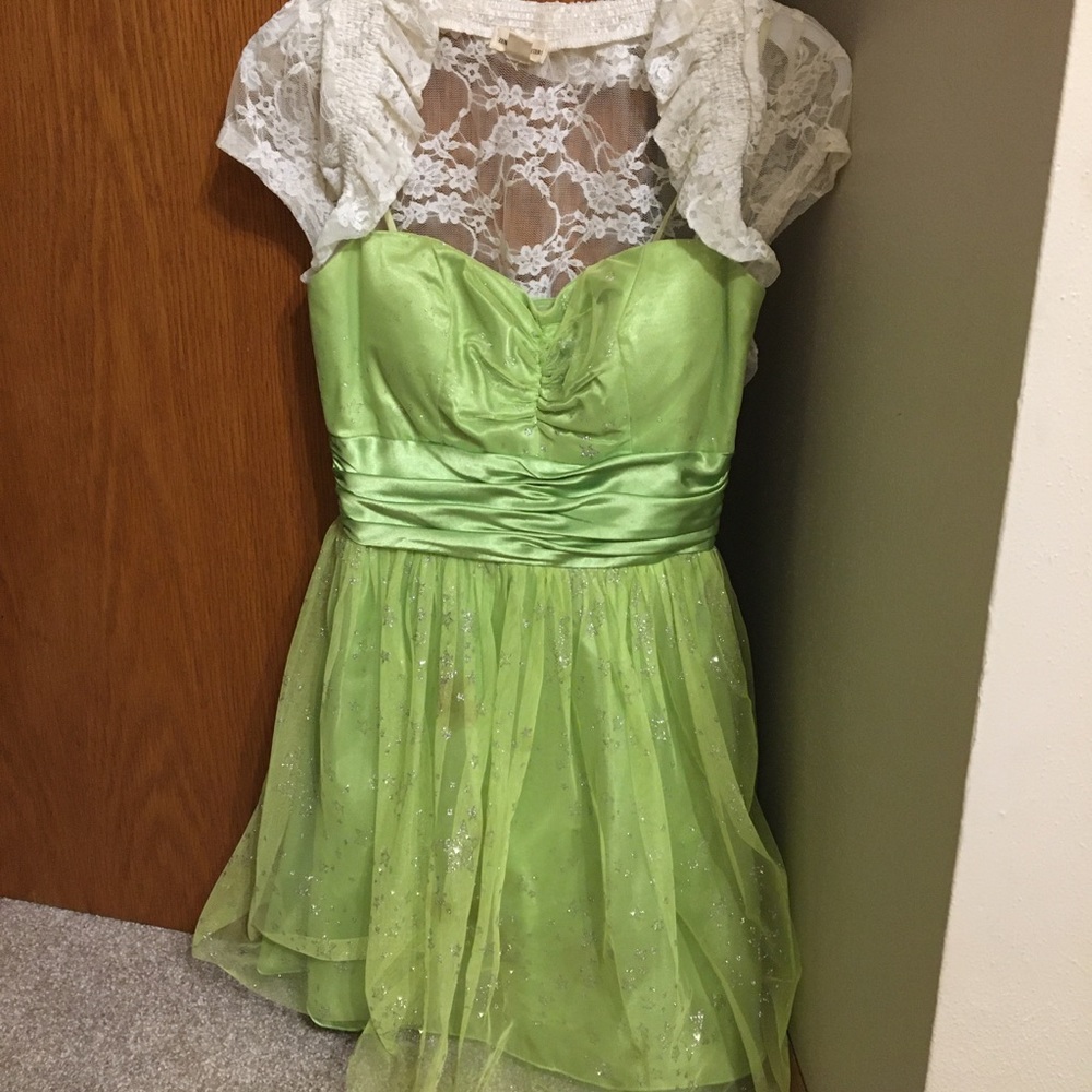 Green sparkly mini dress